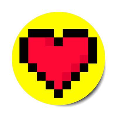 pixel heart yellow stickers, magnet