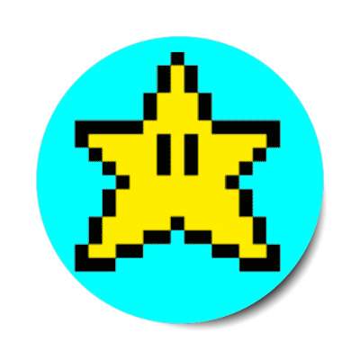 pixel mario star aqua stickers, magnet