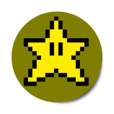 pixel mario star dark yellow stickers, magnet