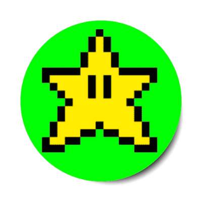 pixel mario star green stickers, magnet