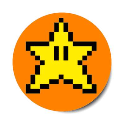 pixel mario star orange stickers, magnet