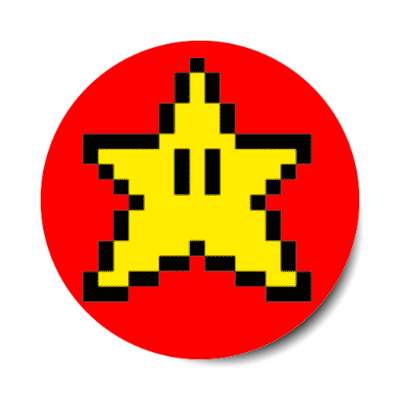pixel mario star red stickers, magnet