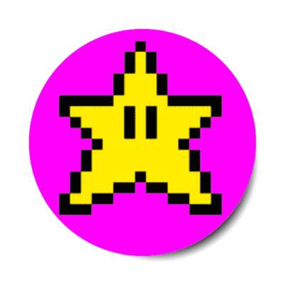 pixel nes star purple stickers, magnet