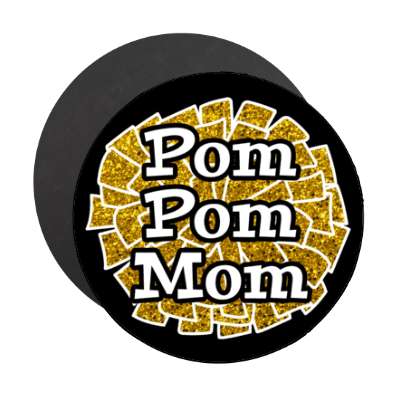 pom pom mom black cheerleading parent stickers, magnet