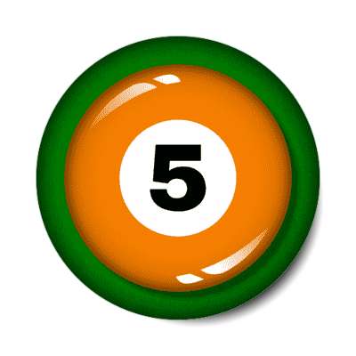 pool ball five orange stickers, magnet