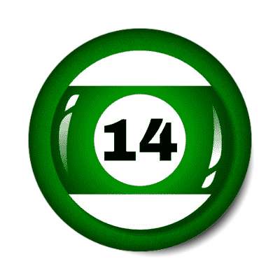 pool ball fourteen green stripe stickers, magnet