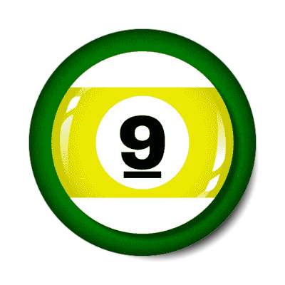 pool ball nine yellow stripe stickers, magnet