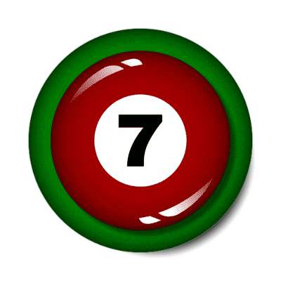 pool ball seven dark red stickers, magnet