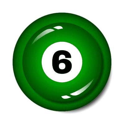 pool ball six green stickers, magnet