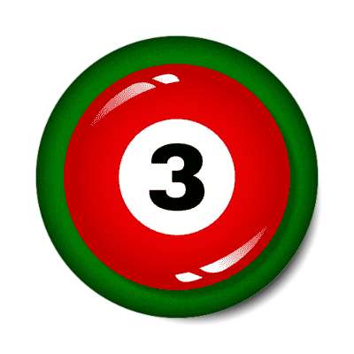 pool ball three red stickers, magnet
