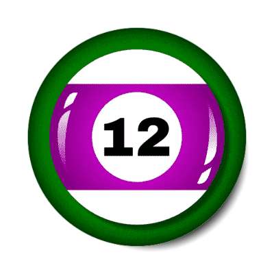 pool ball twelve violet stripe stickers, magnet