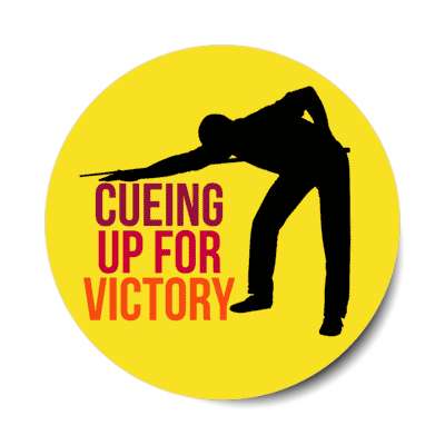 pool player silhouette cueing up for victory stickers, magnet