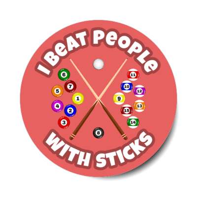 pool wordplay i beat people with sticks pool cue balls funny stickers, magnet