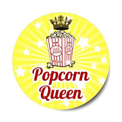 popcorn queen popcorn bag crown stickers, magnet