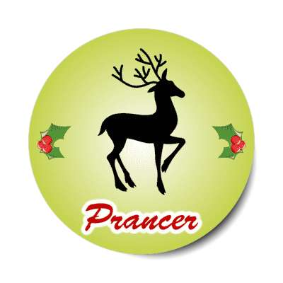 prancer santas reindeer holly stickers, magnet