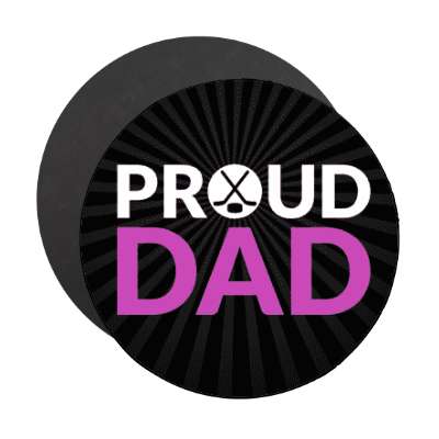 proud dad hockey crossed sticks puck stickers, magnet