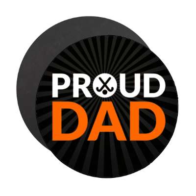proud field hockey dad crossed sticks ball stickers, magnet