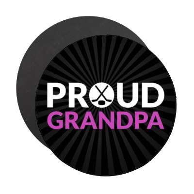 proud grandpa hockey crossed sticks puck stickers, magnet