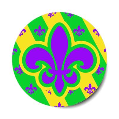 purple fleur de lis diagonal lines stickers, magnet