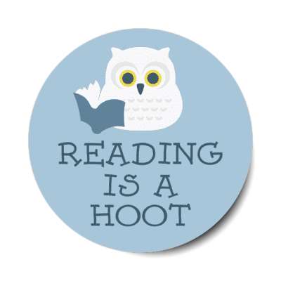 reading is a hoot owl with book stickers, magnet