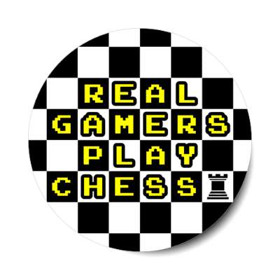 real gamers play chess rook piece checkerboard stickers, magnet