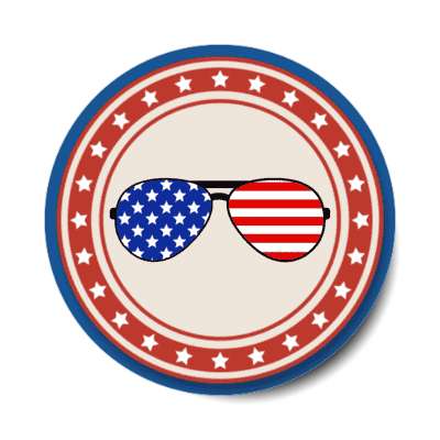 red star circle patriot sunglasses grey us flag stars stripes stickers, magnet