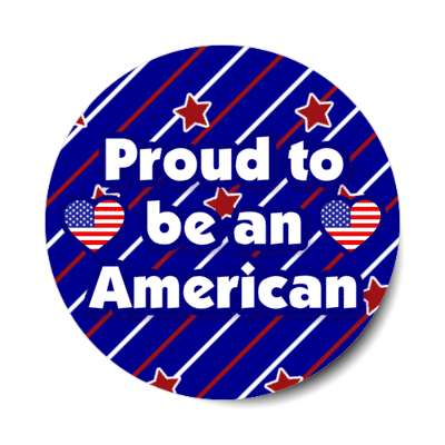 red stars blue diagonal lines proud to be an american heart us flag stars stripes stickers, magnet