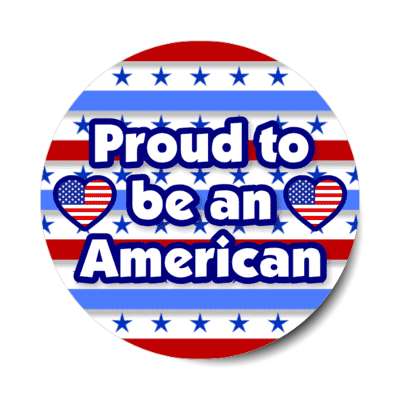 red white blue lines proud to be an american heart us flag stars stripes stickers, magnet