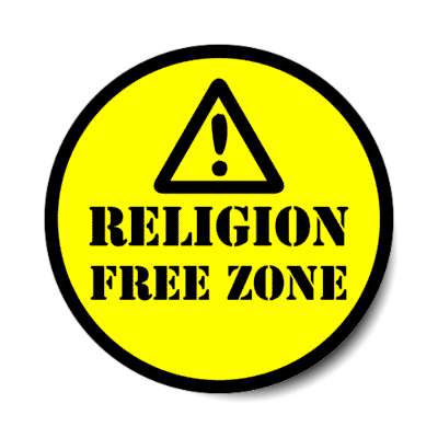 religion free zone warning symbol stickers, magnet