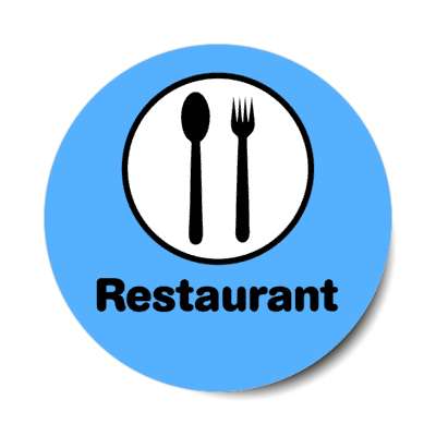 restaurant food spoon fork symbol blue stickers, magnet