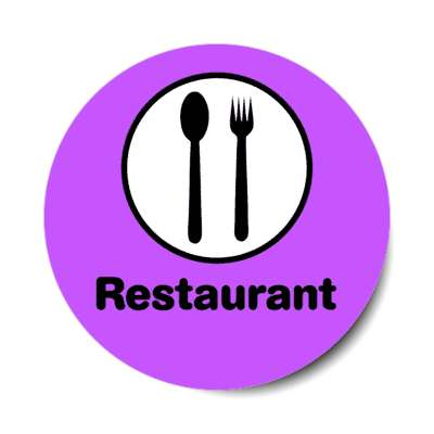 restaurant food spoon fork symbol purple stickers, magnet