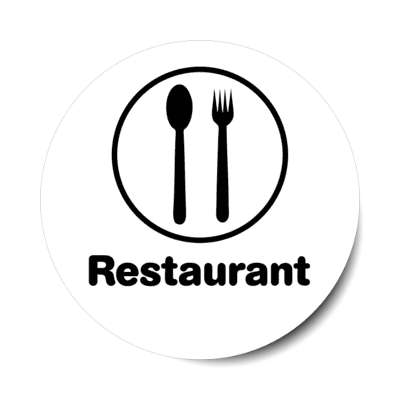restaurant food spoon fork symbol white stickers, magnet