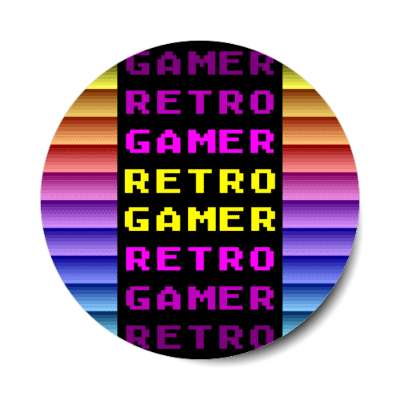 retro rainbow gradient retro gamer stickers, magnet