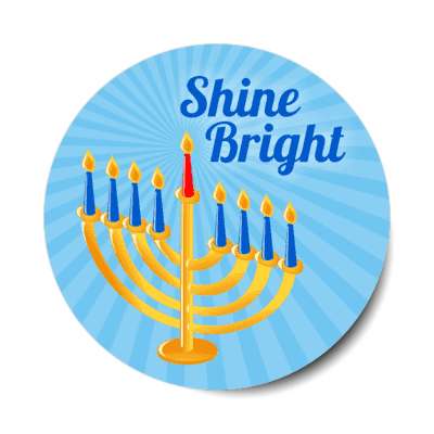 shine bright menorah rays stickers, magnet