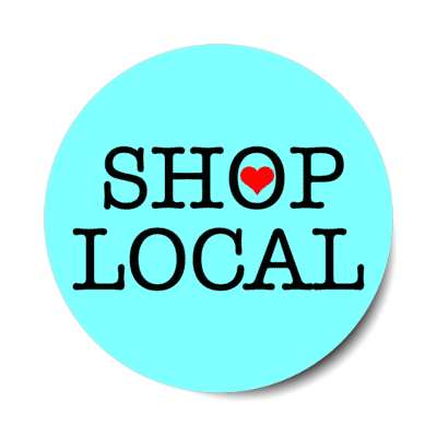 shop local heart aqua stickers, magnet