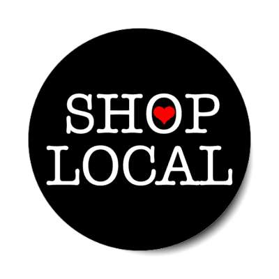 shop local heart black stickers, magnet