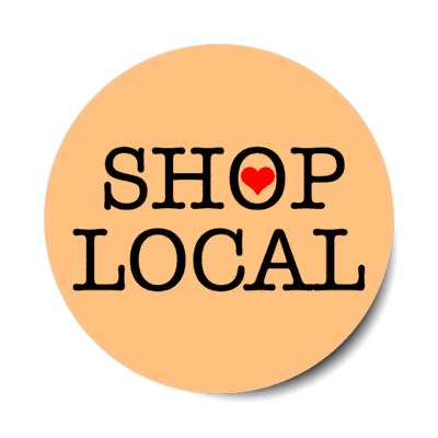 shop local heart peach stickers, magnet