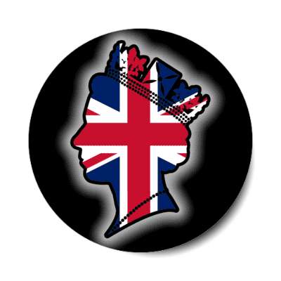 silhouette queen elizabeth ii union jack flag uk memorial stickers, magnet