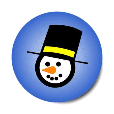 snow man head carrot nose coal eyes tophat blue stickers, magnet
