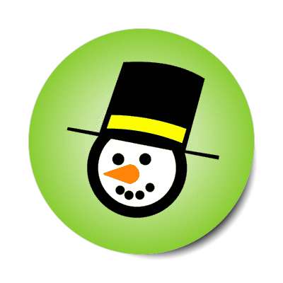 snow man head carrot nose coal eyes tophat green stickers, magnet
