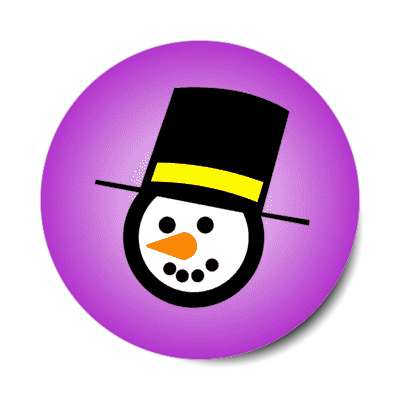 snow man head carrot nose coal eyes tophat purple stickers, magnet