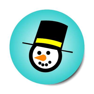 snow man head carrot nose coal eyes tophat teal stickers, magnet