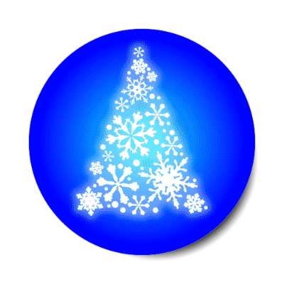 snowflake light christmas tree blue stickers, magnet