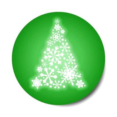 snowflake light christmas tree green stickers, magnet
