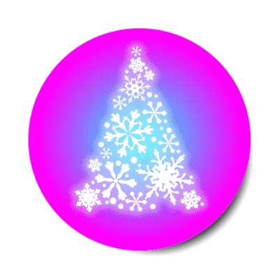 snowflake light christmas tree magenta stickers, magnet