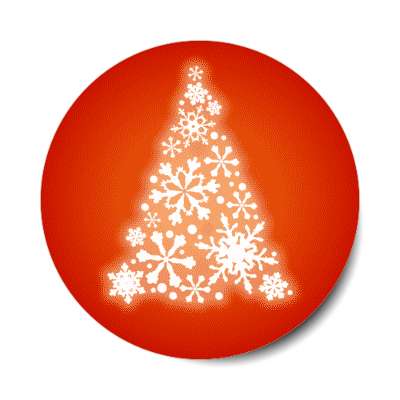 snowflake light christmas tree red stickers, magnet