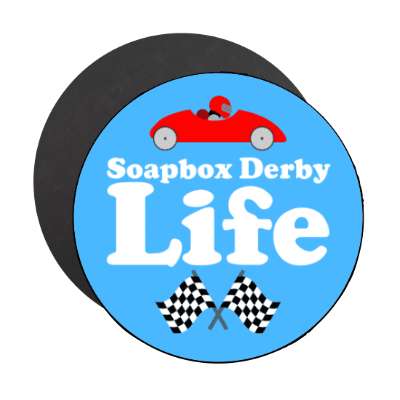 soapbox derby life crossed racing flags stickers, magnet