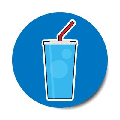 soft drink fountain soda pop juice straw blue stickers, magnet
