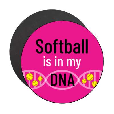 softball is in my dna stickers, magnet