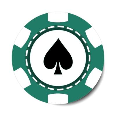 spade card suit poker chip green stickers, magnet
